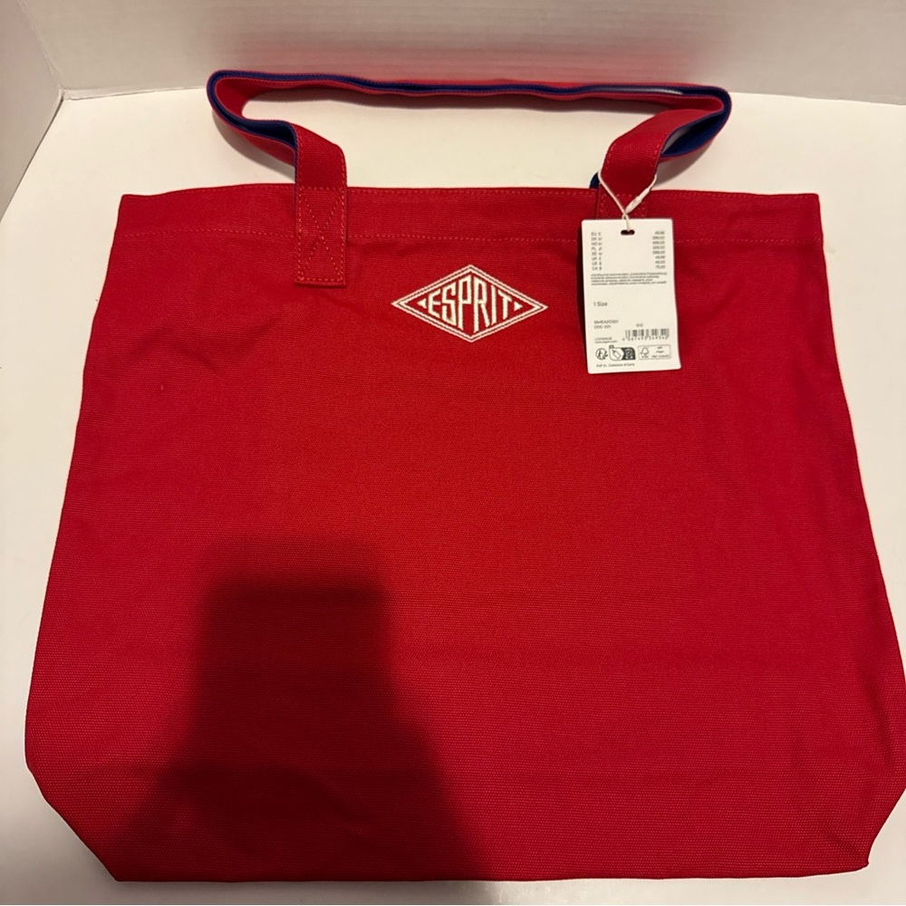 ESPRIT Vintage Throw-back 90's Red Blue Canvas Tote NWT Authentic